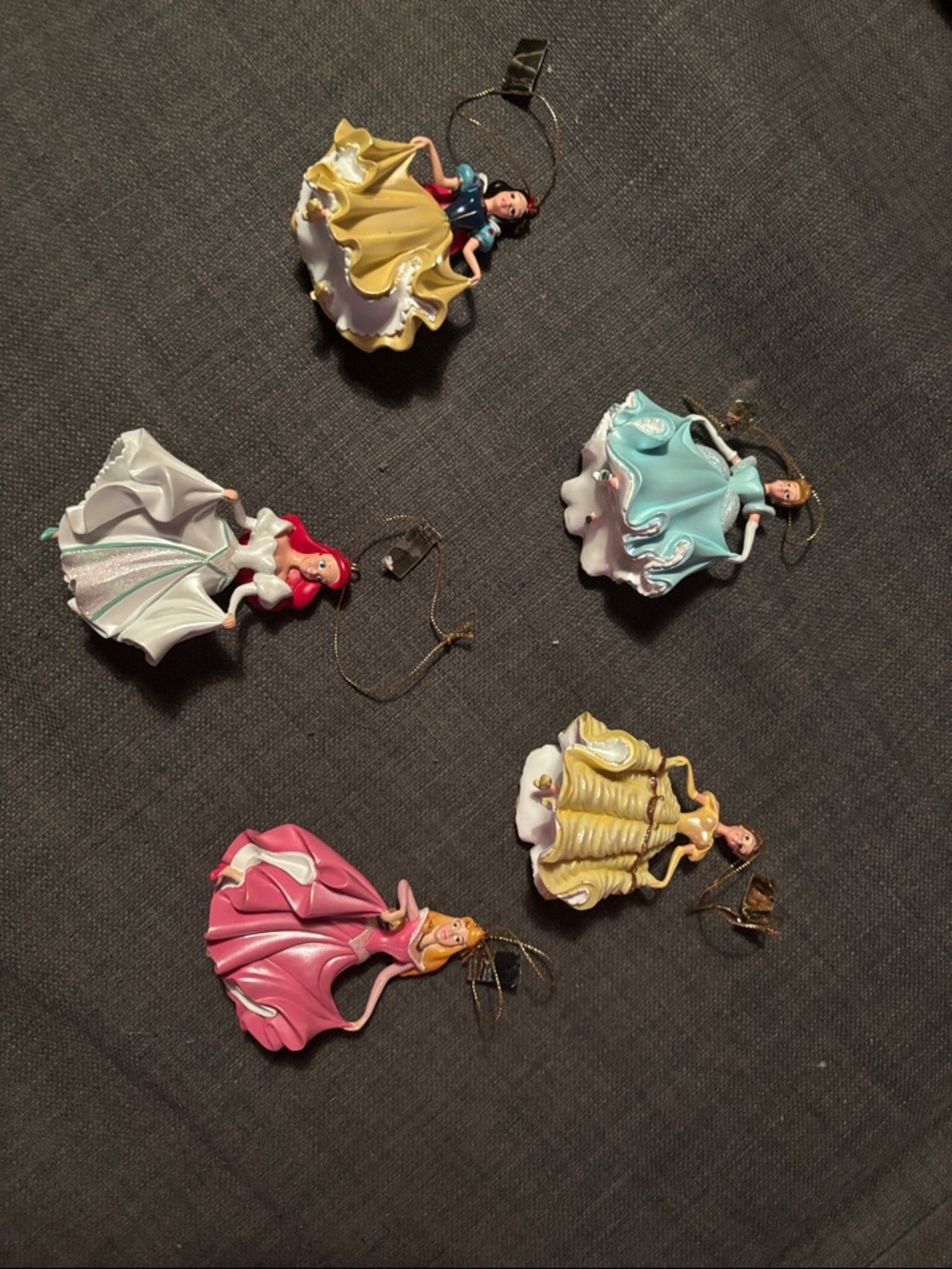 Vintage Enesco Disney Princess Ornament Lot (Set of 5)